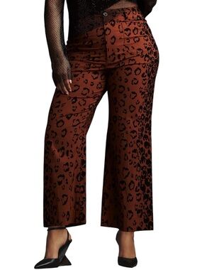 Anthropologie Maeve The Colette Wide Leg Cropped Leopard Trouser Pant